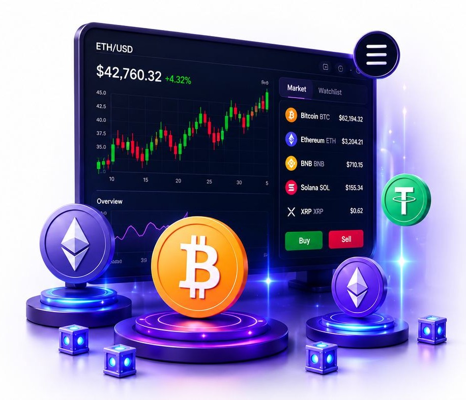 Crypto Exchange Development illustration